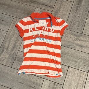 Aeropostale Kids Red and White Striped Polo